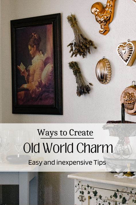 Sharing several ways to create that Old World Charm look in your home. This is a worn, beautiful aesthetic that is cultivated over time, however these tips can help you find what you need to create that charm in no time. Old World Style Home, Old World Design Society, Old World Charm Decor, Old World European Decor, English Bedroom Ideas, French Vintage Aesthetic, Old World Interior Design, Old English Bedroom, Old World Aesthetic