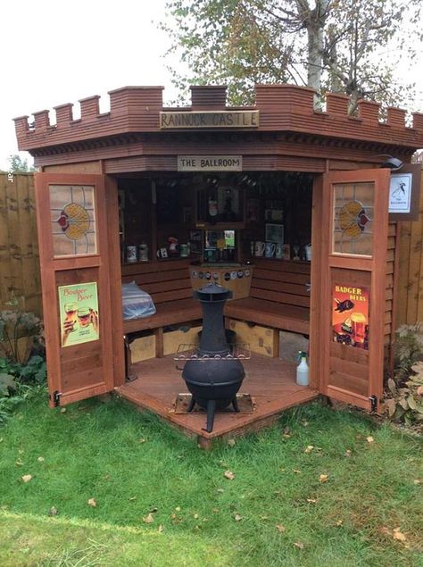 Is Your Shed Not Pouring You Enough #Beer? Convert It Into a #Pub Shed. Shed Bar Ideas, Storage Shed Kits, Bar Shed, Pub Sheds, Patio Pergola, Large Sheds, Small Sheds, Shed Kits, Backyard Bar