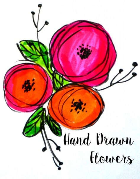 Basic Hand Lettering: Flower Embellishments - One Artsy Mama Basic Hand Lettering, Drawn Flowers, Drawing Flowers, Plant Drawing, Hand Drawn Flowers, Bible Art Journaling, Flower Doodles, Arte Floral, Mail Art