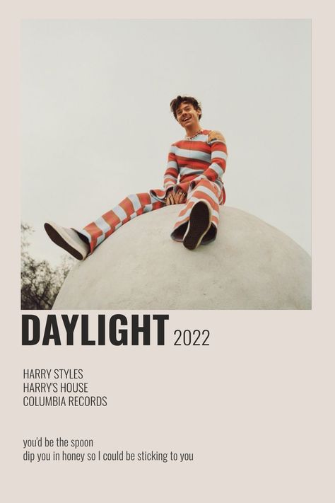 by me Daylight Poster, Harry Styles Album Cover, Harry Styles Lights Up, Harry Styles Quotes, Harry Styles Songs, Harry Styles Poster, Music Poster Ideas, Vintage Music Posters, Bobby Brown Stranger Things