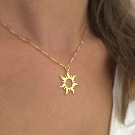 14k solid gold sun necklace - Rapunzel sun pendant by simonasjewelry on Etsy https://www.etsy.com/listing/677485073/14k-solid-gold-sun-necklace-rapunzel-sun Rapunzel Sun, Apollo Aesthetic, Gold Sun Necklace, Sun Necklace, Sun Pendant, Gold Sun, Rapunzel, Solid Gold, The Sun