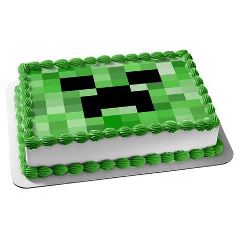 Creeper Cake, Minecraft Birthday Cake, Edible Image Cake Topper, Torte Cupcake, Edible Image Cake, Edible Cupcake Toppers, Minecraft Birthday Party, Birthday Places, A Birthday Cake