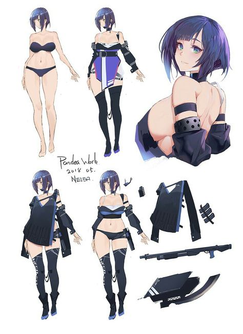 Full Body Character Reference Sheet, Side View Character Design, Eyes Side View Drawing, Back Of Character, Arm Side View, Side View Character, Multiple Arms Character, Multiple Eyes Character, Bra Reference