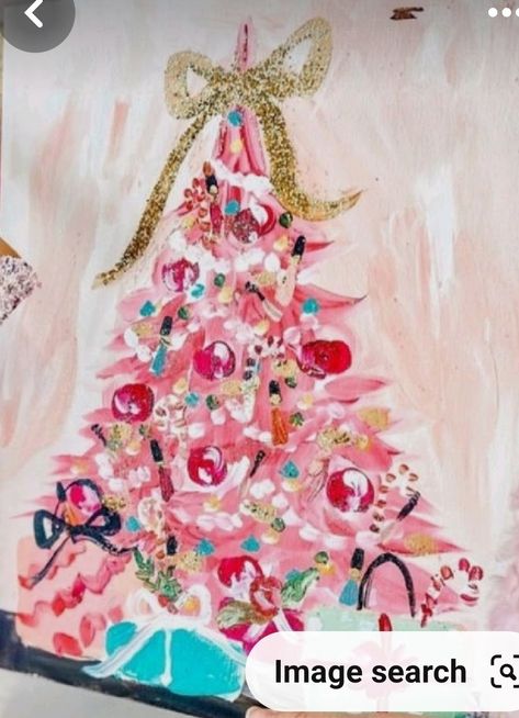 Nutcracker Painting Tutorial, Xmas Painting Ideas Canvas Art, Modern Christmas Painting, Pink Christmas Paintings On Canvas, Pink Christmas Tree Painting, Preppy Christmas Paintings, Christmas Paintings Aesthetic, Christmas Paintings On Canvas For Kids, Christmas Aesthetic Painting