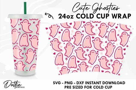 Cup Wrap Svg, Cute Ghosts, Business License, Cup Art, Cup Wrap, Mug Printing, Party Prints, Cold Cup, Starbucks Cups