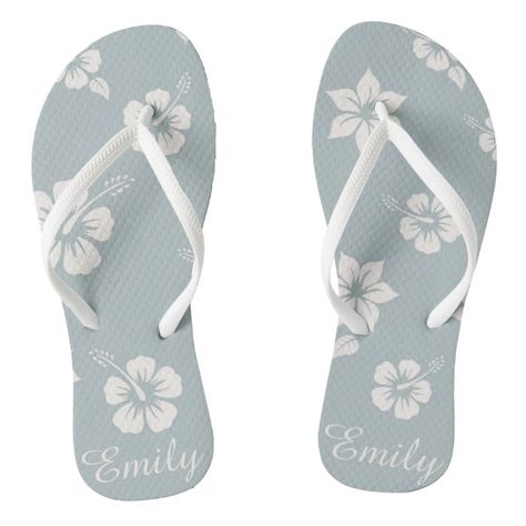 Pretty Flip Flops, Baby Blue Background, Cute Flip Flops, Personalized Flip Flops, Floral Flip Flops, Pink Flip Flops, Blue Flip Flops, Women's Flip Flops, Aloha Hawaii