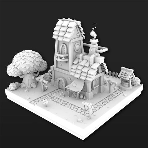 ArtStation - Small cozy house ( No textures ) Isometric Games, Game House, Cartoon House, City Cartoon, Isometric Art, Isometric Illustration, Low Poly Art, 3d Modelle, Paper Fabric