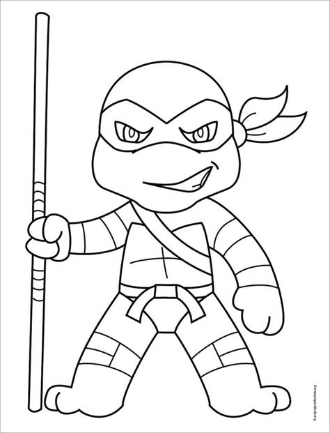 Easy How to Draw Ninja Turtles Tutorial, Ninja Turtle Coloring Page Ninja Turtle Easy Drawing, Ninja Turtles Drawing Easy, How To Draw Ninja Turtles, Tmnt Coloring Pages, How To Draw Tmnt, Draw Ninja Turtles, Ninja Turtles Drawing, Ninja Turtles Printables, Ninja Coloring Pages