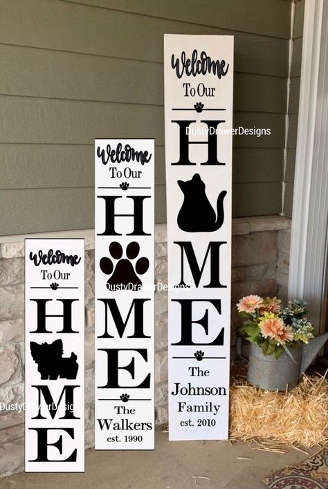 Uploaded from Pinterest Wooden Welcome Signs, Front Porch Signs, Porch Welcome Sign, Welcome To Our Home, Diy Wood Signs, Pallet Signs, Porch Sign, Rustic Signs, Diy Signs