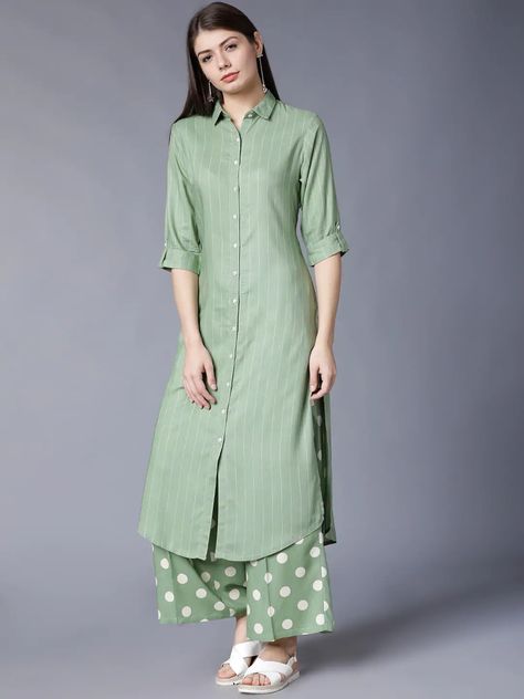 New Stylish Dress Design, New Stylish Dress, Striped Kurta, Silk Kurti Designs, Indian Kurti Designs, New Kurti Designs, Simple Kurta Designs, Designer Kurti Patterns, Simple Kurti Designs