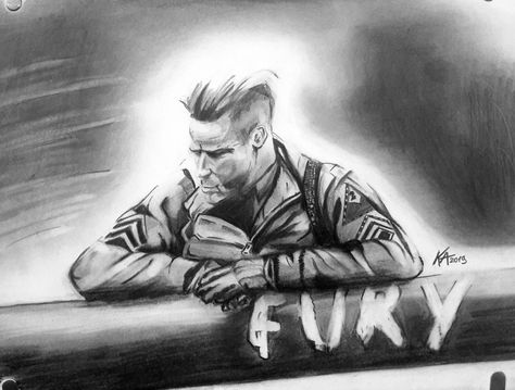 Brad Pitt Fury by Ati Fury Tattoo, Brad Pitt Fury, Brad Pitt, Tattoo Drawings, Zelda Characters, Tattoos, Drawings, Fictional Characters