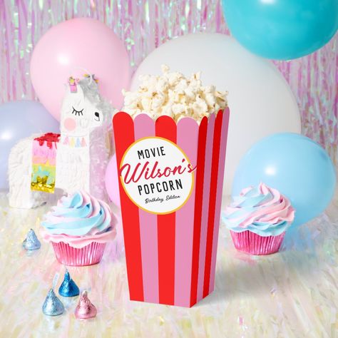 Red and Pink Special Event Movie Night Popcorn Favor Boxes Pjs Party, Popcorn Favor, Movie Night Popcorn, Popcorn Box, Goody Bags, Favor Boxes, Goodie Bags, Movie Night, Popcorn