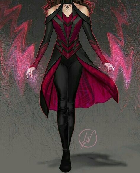 Scarlet Witch Outfit, Wanda Outfit, Romani Scarlet Witch, Comic Scarlet Witch, Wanda Comic, Pink Powers, Comic Wanda, Aesthetic Comic, Romani Wanda