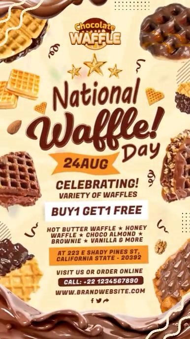 National Waffle Day Display Template Honey Waffles, National Waffle Day, Display Template, Waffle Day, Chocolate Waffles, Kindle Book Cover, Concept Map, Etsy Banner, Campaign Posters