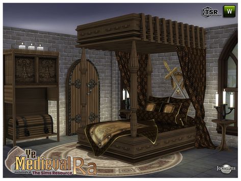 Sims 4 Cc Medieval, Ts4 Medieval, Medieval Bed, Medieval Sims 4, Medieval Bedroom, Sims 4 Medieval Cc, Ultimate Decades Challenge, Sims 4 Historical Cc, Sims 4 Beds