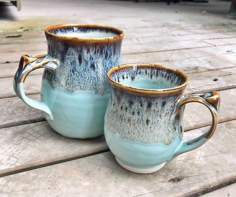 Handmade Aqua Theme Ceramic Coffee Mug Unique Pottery Ideas, Cup Measurements, Big Coffee Mugs, Ceramics Pottery Mugs, Ceramic Cutlery, Handmade Ceramics Pottery, Rustic Pottery, Clay Mugs, Mug Handmade