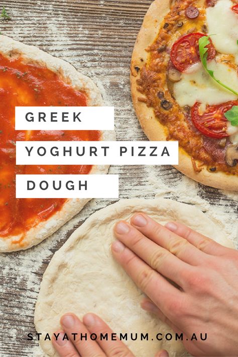 Two Ingredient Greek Yoghurt Pizza Dough - Stay at Home Mum Easiest Pizza Dough, Yoghurt Flatbread, Yogurt Pizza Dough, Fod Map, No Yeast Pizza Dough, Processor Recipes, Pizza Base, Easy Pizza Dough, Stay At Home Mum