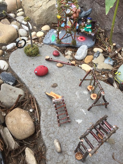 Fairy Garden Playground, Homemade Fairy Garden Ideas, Fairy Playground, Whimsical Fairy Garden, Hobbit Garden, Fairy Garden Ideas, Unique Garden Art, Fairy Garden Designs, Fairy Garden Crafts