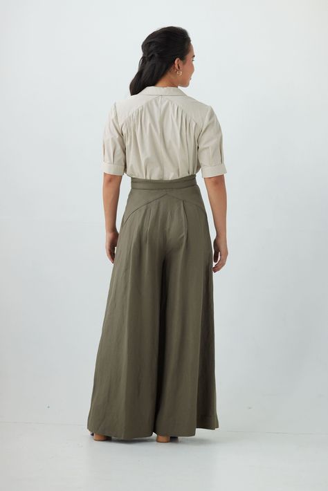 Katherine Pant in Linen Blend - Olive / 6 High Waisted Wide Leg Pants, Crochet Tops Free Patterns, Fabric Accessories, Wide Leg Pant, Knitwear Tops, Wide Legs, Summer Hats, Trendy Tops, Retro Outfits