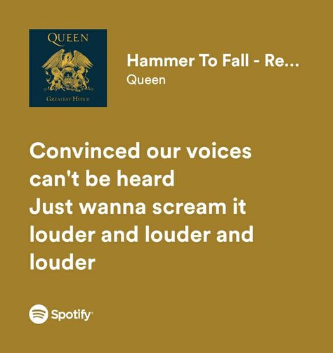 Hammer To Fall, Queen Lyrics, Full Quote, Greatest Hits, No Time, Hard Rock, The Voice, Queen, Quotes