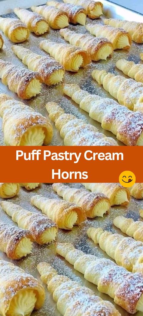 Puff Pastry Cream Horns - If you're craving a sweet treat that's both elegant and easy to make, look no further than Puff Pastry Cream Horns. These delightful pastries feature a crisp, golden shell filled with rich custard cream, making them a perfect choice for dessert or a special snack. Let's dive into how to make these delectable treats step by step. Puff Pastry Cream Horns, Cream Filled Puff Pastry, Puff Pastry Cream, Pastry Treats, Almond Wedding Cakes, Puff Pastry Shells, Homemade Wedding Cake, Puff Pastry Cream Puffs, Cream Horns