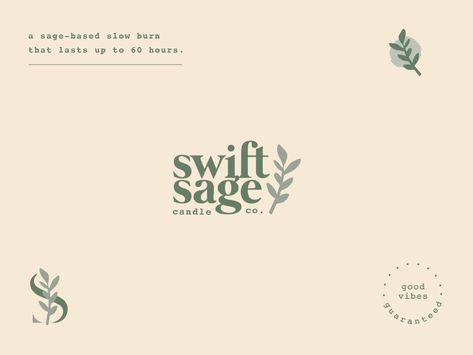 Fifty Flowers, Sage Design, Green Branding, Candle Logo, Sage Candle, Florist Logo, Coffee Shop Logo, Logos Ideas, Logo Floral