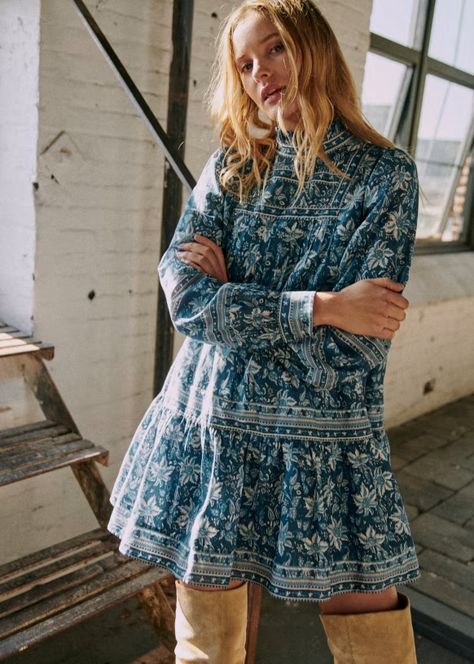 Aliette Dress - Sézane x Sea NY - Dalhia print - Organic Cotton - Sézane Short Dress With Long Sleeves, Tomboy Look, Frock Fashion, Beauty Magic, Sea Ny, Floral Dresses Short, Sea New York, Same Love, New York Dresses