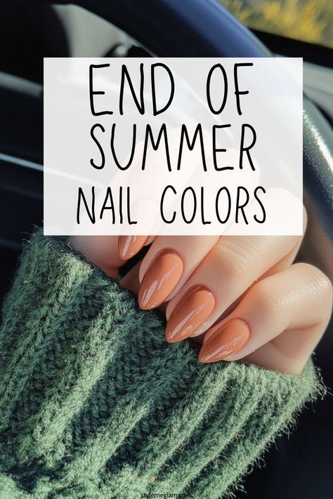 Get these end of summer nails colors that can transition you from summer to fall easily. Late Summer Nails, End Of Summer Nails, Summer Holiday Nails, Summer Vacation Nails, Summer Nail Colors, Metallic Nail Art, Orange Nail Designs, August Nails, Leopard Print Nails