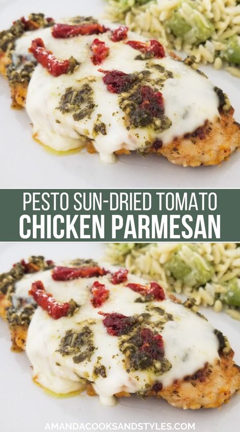 Pesto Chicken Dinner, Chicken With Pesto Sauce, Easy Pesto Chicken, Chicken With Pesto, Crispy Parmesan Chicken, Tomato Pesto Chicken, Chicken Dinner Recipe, Tomato Pesto, Pesto Chicken