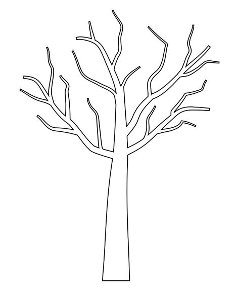 Tree with Branches Template Tree Trunk Template, Tree Branch Template, Branch Template, Tree Printable Free, Printable Tree, Tree Drawing Simple, Branch Drawing, Room Crafts, Leaf Coloring Page