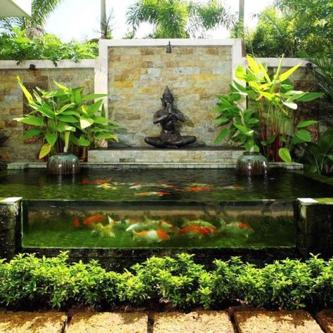 Koi Pond Design, Kolam Koi, Taman Air, Pond Garden, Backyard Pond, Garden Pond Design, Diy Pond, Koi Ponds, Fountains Backyard