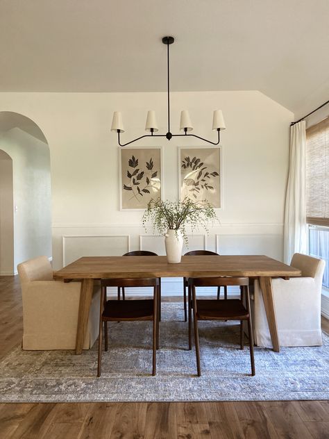 Dining Table Decor Modern, Organic Dining Room, Amanda West, Townhome Decorating, Neutral Dining Room, Dining Room Table Chairs, Dining Room Curtains, Dining Room Remodel, Dinning Room Design