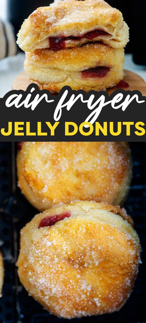 Air Fryer Jelly Donuts Biscuits, Easy Yummy Air Fryer Recipes, Air Fryer Date Night Recipes, Air Fryer Long John Donut, Air Fryer Filled Donut Recipes, Sufganiyot Recipe Air Fryer, Air Fryer Donuts Easy, Air Fryer Fruit Dessert Recipes, Air Fryer Jelly Donut Recipes