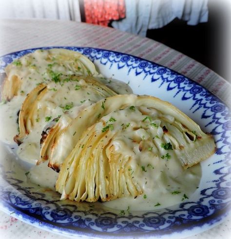 Roast Cabbage with a Dill & Mustard Sauce Roast Cabbage, Dill Mustard Sauce, Cabbage Lasagna, Creamy Dill Sauce, The English Kitchen, Roasted Cabbage, Low Carb Veggies, Dill Sauce, English Kitchen