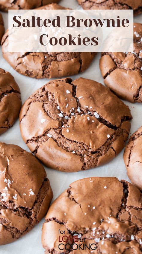 Salted Brownie Cookies, Brookies Recipe, Sea Salt Cookies, Baking Therapy, Sweet Tooth Recipes, Brownies From Scratch, Sea Salt Chocolate, Decadent Chocolate Desserts, Cookies From Scratch