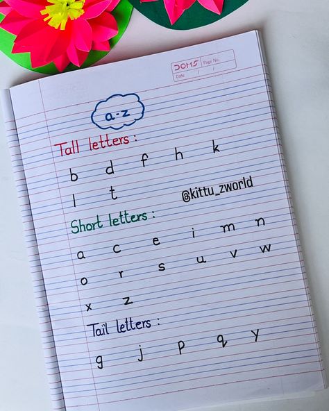 Here 🤩fun way to teach your kids about letters!When you teach your kids the idea of print awareness and how letters are formed, pack in these lessons about tall, short and tail letters. Tall, short and tail letters are fun categories the letters of the alphabet can sorted into based on their position on primary writing lines. 1️⃣Tall letters : These letters go above the midline. 2️⃣Short letters : These letters go between the midline and the bottom line. 3️⃣Tail letters: These letter... Diary Writing Ideas Personal, English Vocabulary Exercises, Basic English Grammar Book, Basic English Sentences, Print Awareness, English Grammar Notes, Beginner Drawing Lessons, English Stories For Kids, Primary Writing