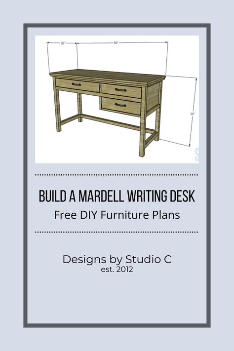 An easy to build desk with plenty of storage, in a plan suitable for all skill levels! Writing Desk Design, Free Furniture Plans, Woodworking Tutorials, Desk Plans, Beautiful Desk, Woodworking Furniture Plans, Perfect Desk, Studio C, How To Make Diy