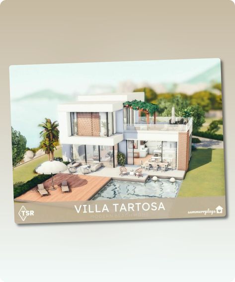 Sims 4 Villa Tartosa | gallery A gorgeous modern villa in Tartosa perfect for a couple. Revision: 2 Filesize: 205 KB Value: 89406 Furnished: Fully Decorated: Throughout Bedrooms: 1 Bathrooms: 2 Stories: 2 Lot Size: 30×20 Custom content: No CC used Author: Summerr Plays #sims4 #sims4cc #modern #decorated #residential #villa Sims 4 Love Island Villa, Tartosa Sims 4, Sims 4 Villa, Casa The Sims, Hall House, Sims 4 Cc Download, Boat Shed, Small Villa, Greek Villas