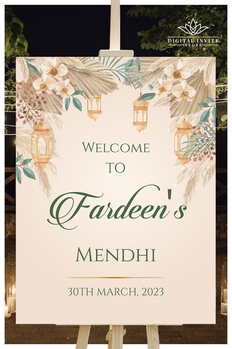 Printing & Personalising your own Welcome Mehendi Signs or Punjabi Mehandi welcome sign Indian template instant download has been made a super easy process by us specially for busy brides that save the valuable wedding-prep time while still giving you the complete Hindu Wedding welcome template & stationery of your dreams for your Wedding Entry Sign!

You can print your Mehandi decor Sign Board or Indian Mehndi Welcome Signage décor where ever you choose! Sangeet Welcome Sign, Mehandi Theme, Sangeet Signage, Mehendi Welcome Board, Mehendi Party, Hindu Wedding Decorations, Unique Wedding Signs, Welcome Signage, Ladies Sangeet