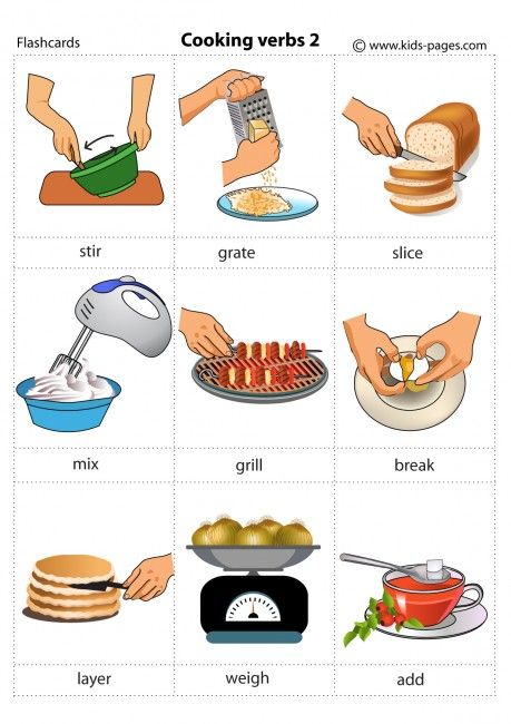 Cooking Words, Cooking Verbs Worksheet, Cooking Verbs, Kitchen Activities, Cooking Theme, Teach English To Kids, English Activities For Kids, Learning English For Kids, Kids English