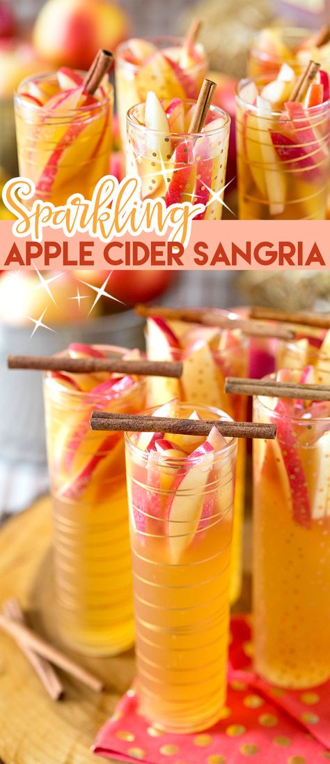 Sparkling Apple Cider Sangria, Fall Party Drinks, Apple Cider Sangria Recipe, Fall Sangria Recipes, Sparkling Apple Cider, Easy Sangria Recipes, Apple Sangria, Cider Sangria, Apple Cider Sangria