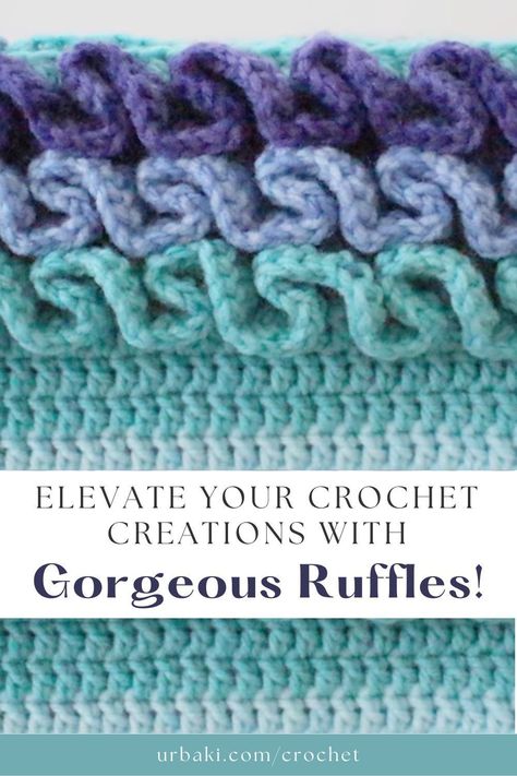 Get ready to unlock the secrets of crafting stunning crochet ruffles that will take your projects to the next level. In this comprehensive guide, we'll walk you through the art of crocheting ruffles on a double crochet framework, whether you're working in the round or on a flat piece.The beauty of crochet ruffles lies in their simplicity, making them a perfect match for beginners and experienced crocheters alike. By mastering a series of double crochets in a special way, you'll effortlessly How To Crochet A Ruffle Edge, Crochet Ruffle Edging Pattern Free, Crochet Ruffle Pattern, How To Crochet Ruffles, Crochet Ruffle Edging, Crochet Edges For Blankets, Ruffle Crochet Edging, Crochet Ruffles, Crochet Frame