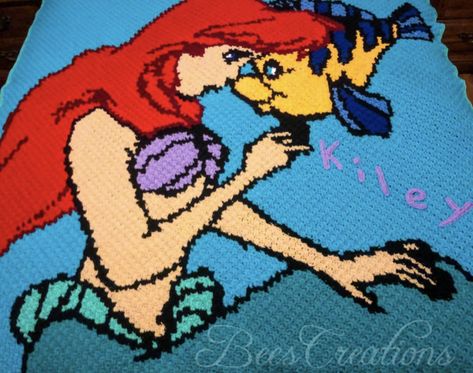 Little Mermaid Crochet, Character Blankets, Art Door, Crochet Graph, Pokemon Charizard, Sunday December, Bead Sprite, Blanket Crochet, Canada Post