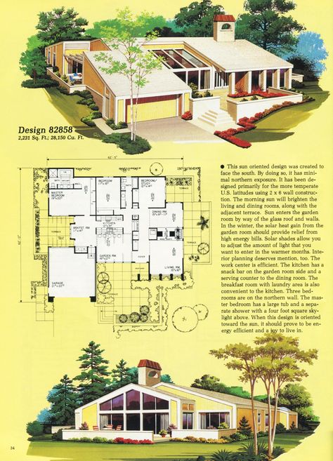 #1980s - Vintage Home Plans Midcentury House Plans Layout, 80s House Layout, Mid Century Modern House Floor Plans, Midcentury Modern Floor Plans, Midcentury House Plans, Mid Century Homes, Mid Century Modern House Plans, 80s House, Midcentury House