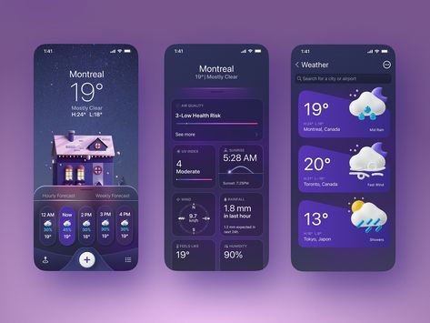 Weather UI apple app inspired. by MQ Designs on Dribbble Weather Ui, Weather Calendar, Weather Projects, Weather App, Apple App, App Design Inspiration, App Ui Design, Health Risks, Mobile Ui