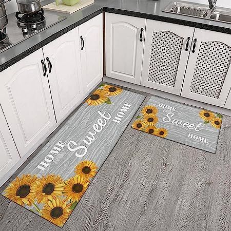 Rooster Rugs, Chocolate Kitchen, Clean Living Rooms, Butterfly Rug, Sunflower Home Decor, Kitchen Decor Sets, Sunflower Kitchen Decor, Sunflower Kitchen, Comfortable Kitchen