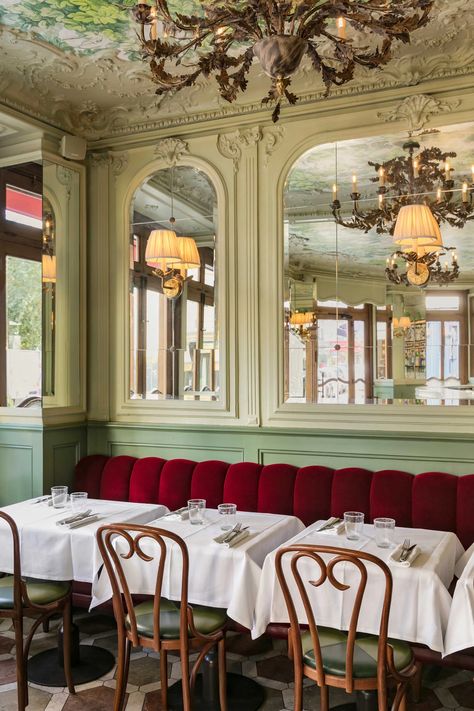 The 17 most beautiful restaurants in Paris | CN Traveller Paris Restaurants Interior, Bistro Interior, Backless Stools, Parisian Cafe, Restaurant Paris, French Cafe, Paris Cafe, French Restaurants, French Bistro