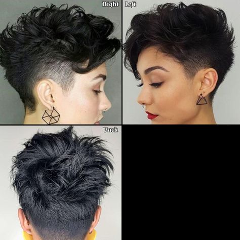 Shaved Side Hairstyles Round Face, Masculine Haircut For Women Curly, Short Masculine Haircuts For Women Curly, Pixie Cut With Shaved Sides, Queer Undercut Short Hair, Short Hair Undercut Goth, Dark Pixie Cut, Short Taper Haircut, Queer Haircuts Androgynous Style