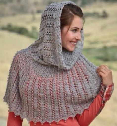 Free Crochet Pattern for a Capelet with a Hood Crochet Capelet Pattern, Interweave Crochet, Crochet Capelet, Crochet Hood, Crochet Cape, شال كروشيه, Crochet Shawls And Wraps, Crochet Woman, Crochet Cowl