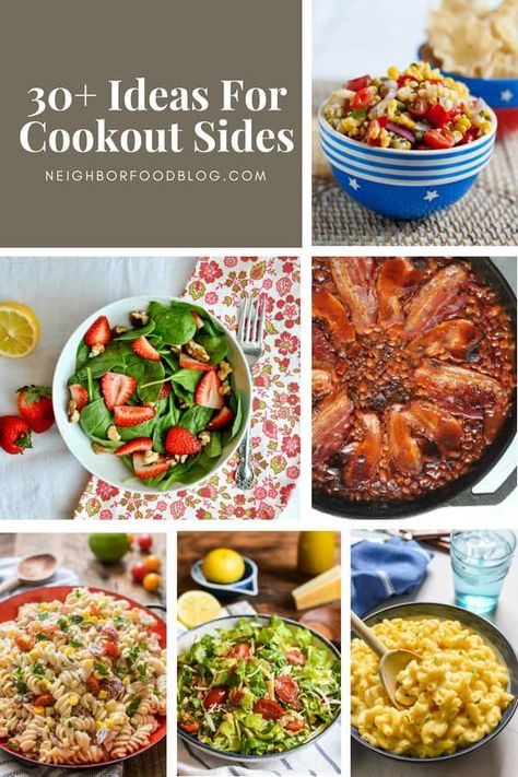 This collection of Cookout Sides is perfect for completing your next backyard BBQ, whether you're looking for a traditional pasta salad or something unique to shake things up! #cookout #cookoutrecipes #summerecipes #sidedish Grilled Ideas, Sides For Hamburgers, Hamburgers And Hot Dogs, Hamburger Side Dishes, Salad Sides, Cookout Ideas, Bbq Backyard, Cookout Recipes, Side Dish Ideas